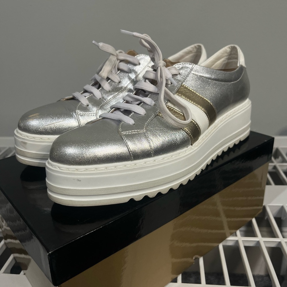 Silver and Gold Women's Platform Sneakers
